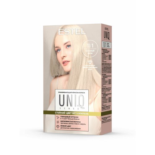фото Estel ухаживающая краска-блеск для волос без аммиака uniq sense 10/1 светлый блондин пепельный