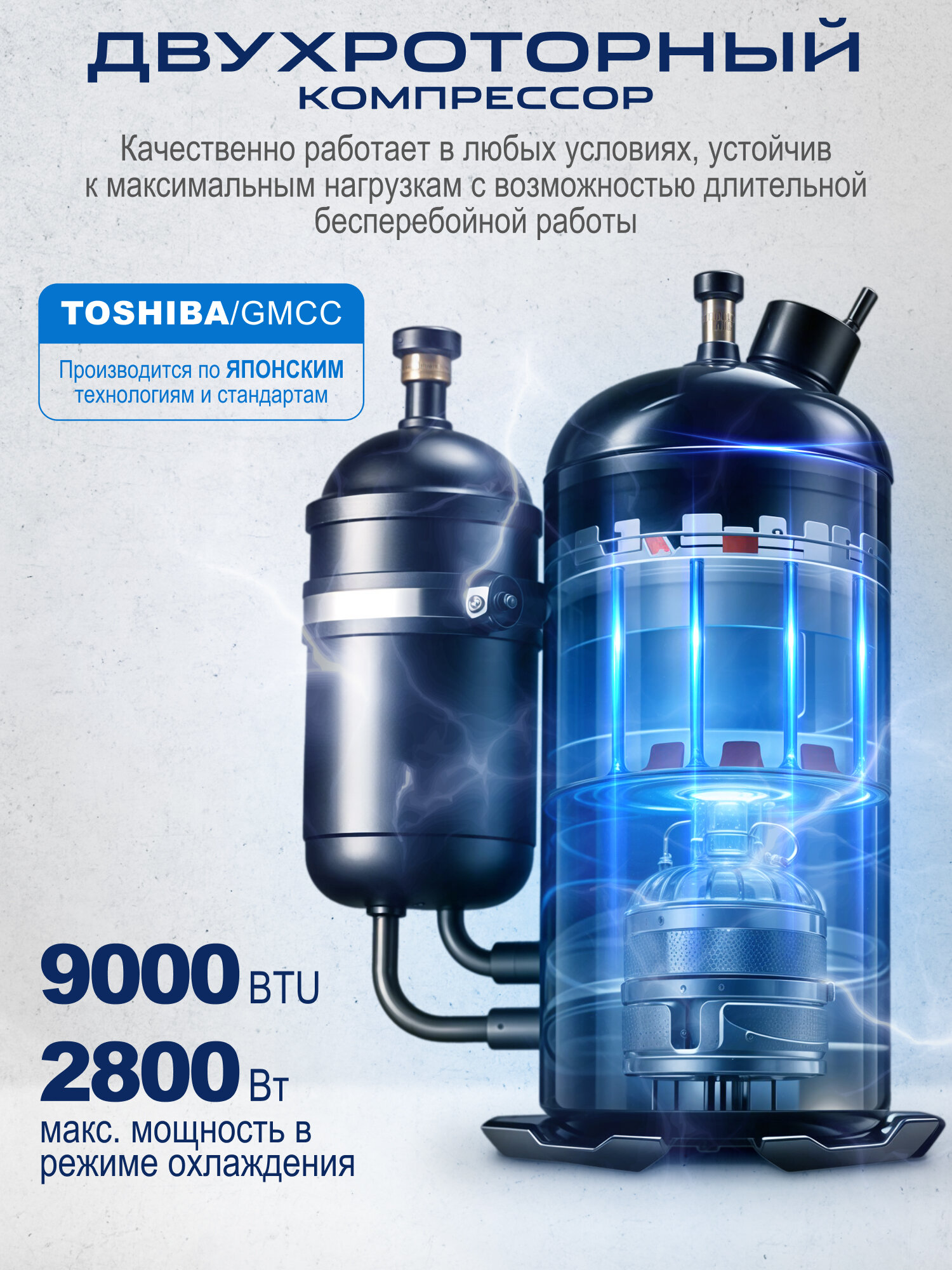 Сплит система Centek CT-65C09: 28м2/ 2800Вт/скрытый LED дисплей/ EER-3.26/ Тихий, до 23 Дб/ компрессор GMCC — фото 1