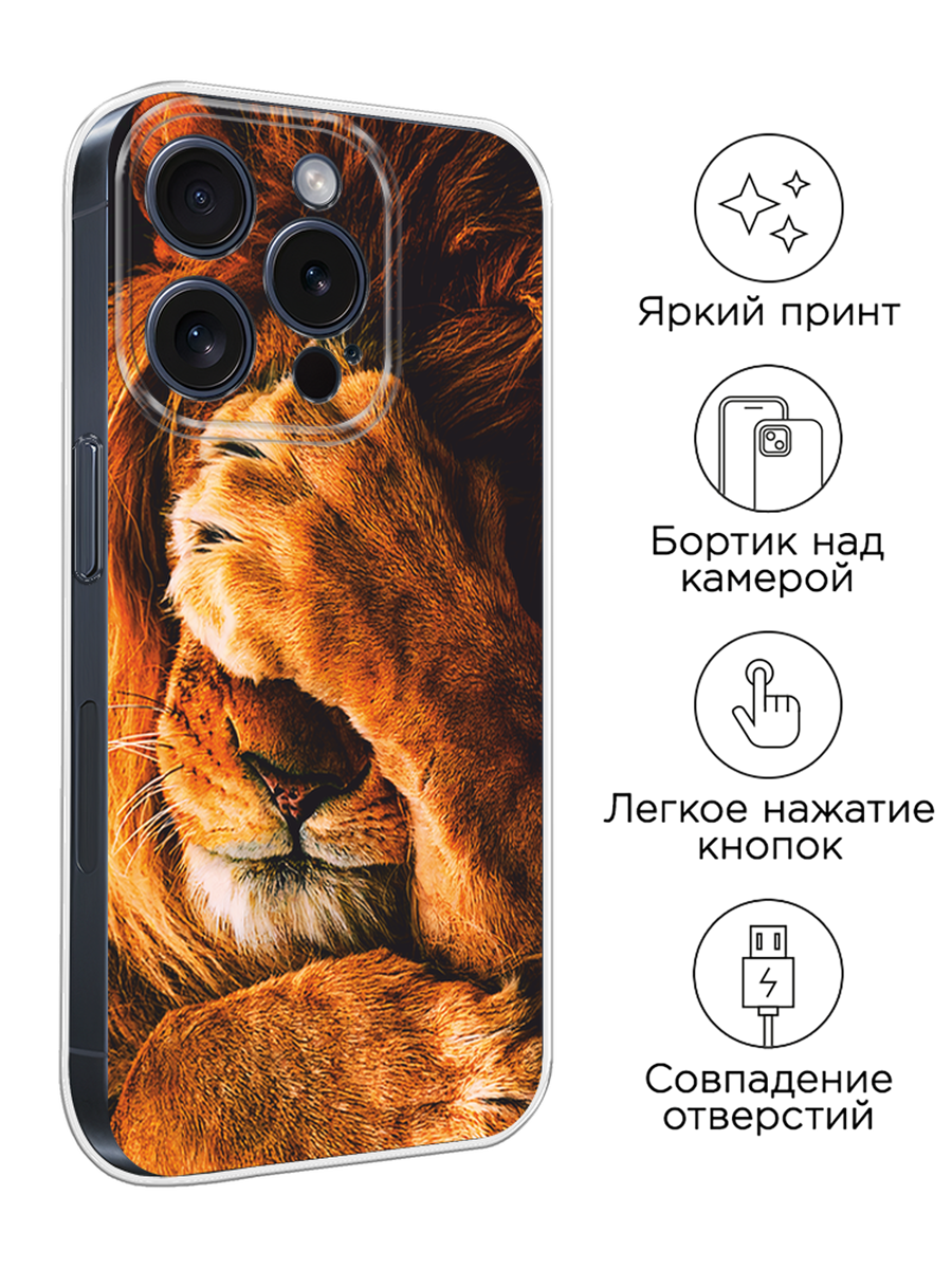 Чехол на Apple iPhone 15 Pro / Айфон 15 Про с принтом Львиный стыд — фото 1