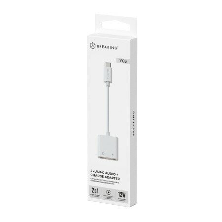 Адаптер Breaking Y03, 2USB-C - USB-C (Белый)
