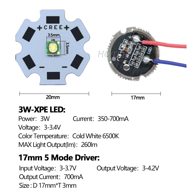LED драйверы для фонарика HotRed 5 режимов 17мм 20мм 22мм XPE and 17mm Driver