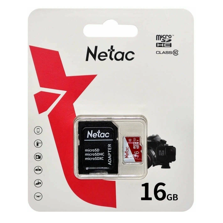 Карта памяти MicroSD 16гб Netac P500 ECO + SD (NT02P500ECO-016G-R)