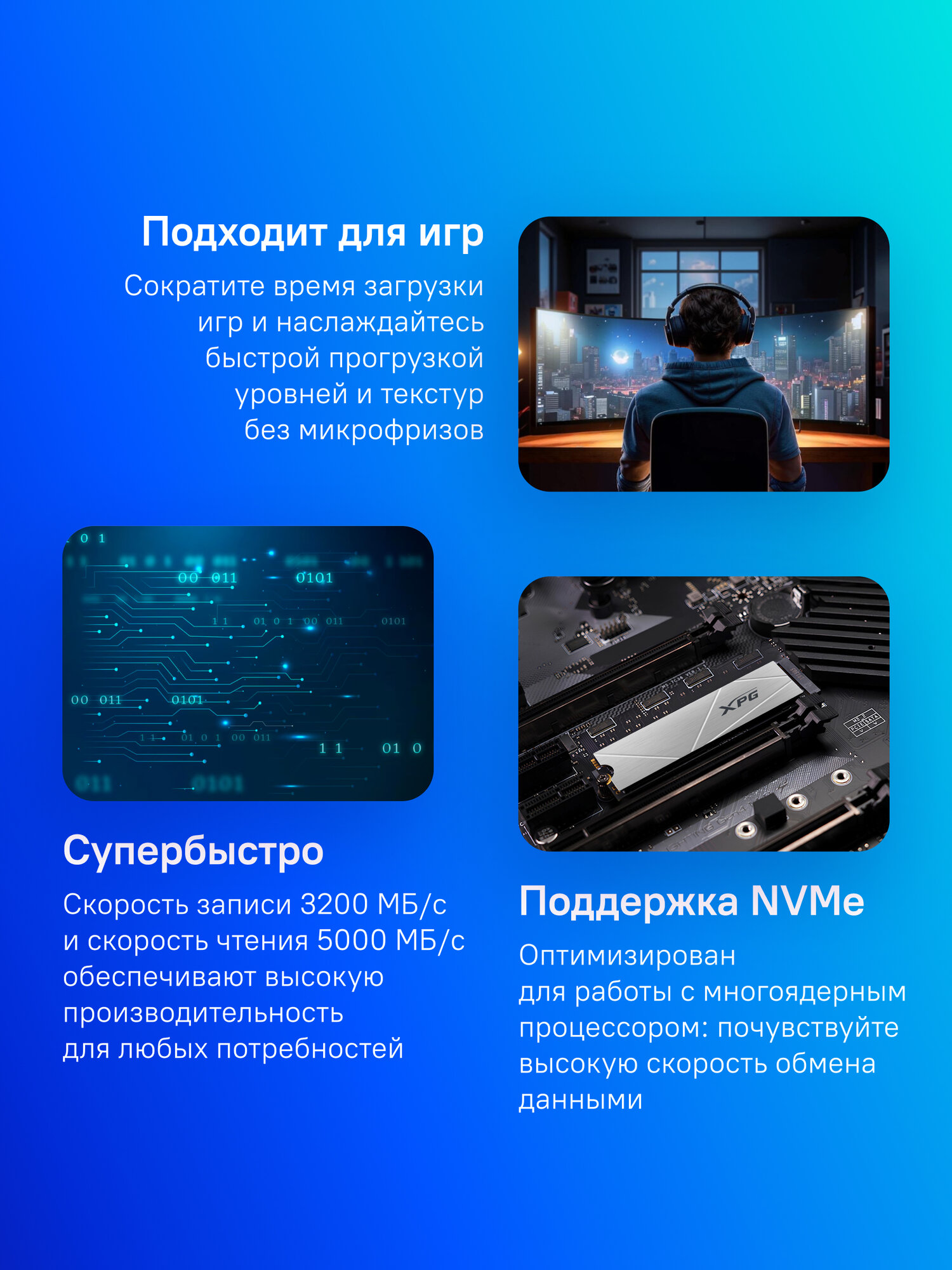 SSD накопитель A-Data XPG Gammix S60 1ТБ, M.2 2280, PCIe 4.0 x4, NVMe, M.2 [agammixs60-1t-cs] — фото 1
