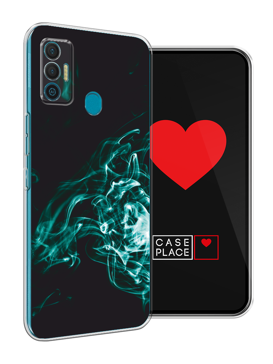 Чехол на Tecno Spark 7 / Техно Спарк 7 с принтом Бирюзовый дым — фото 1