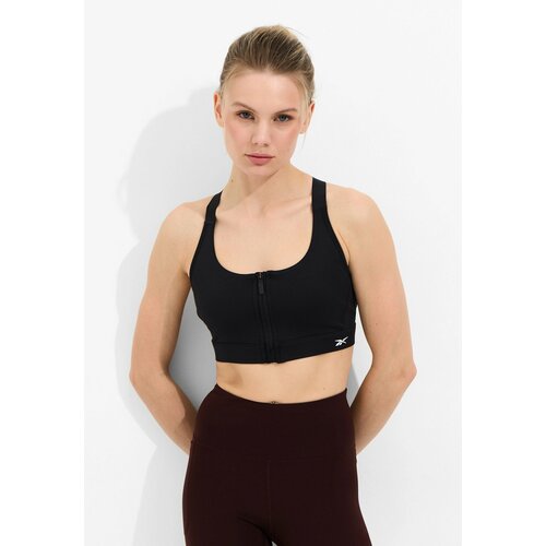 фото Топ спортивный reebok lux front-zip high impact bra, размер 42-44, черный