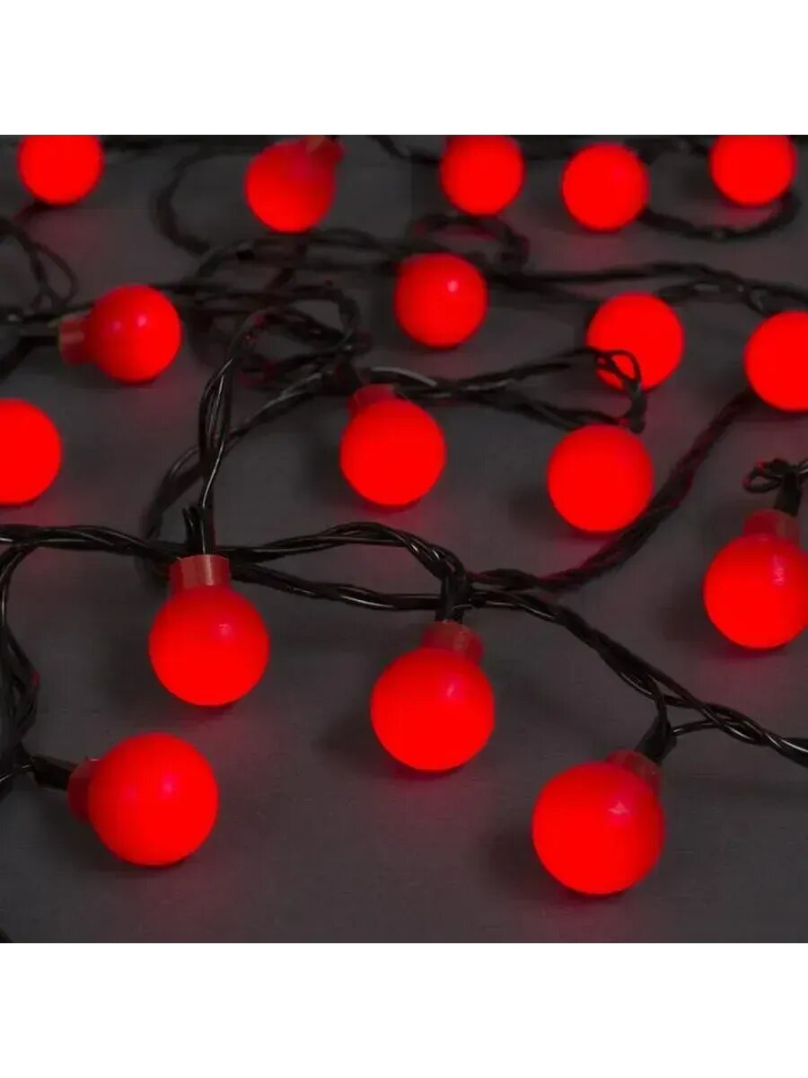 Гирлянда «Нить» 5 м с насадками «Шарики красные» 30 LED