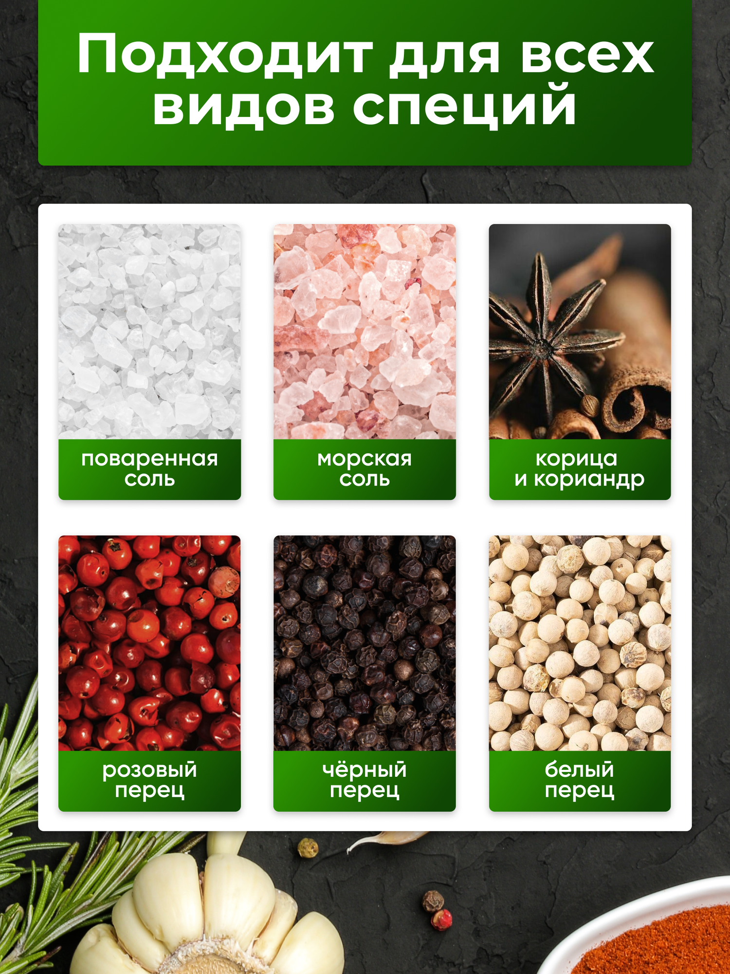 Набор электро-мельниц Envitec E-Grinder Set 8, пластик, стекло, металл — фото 1