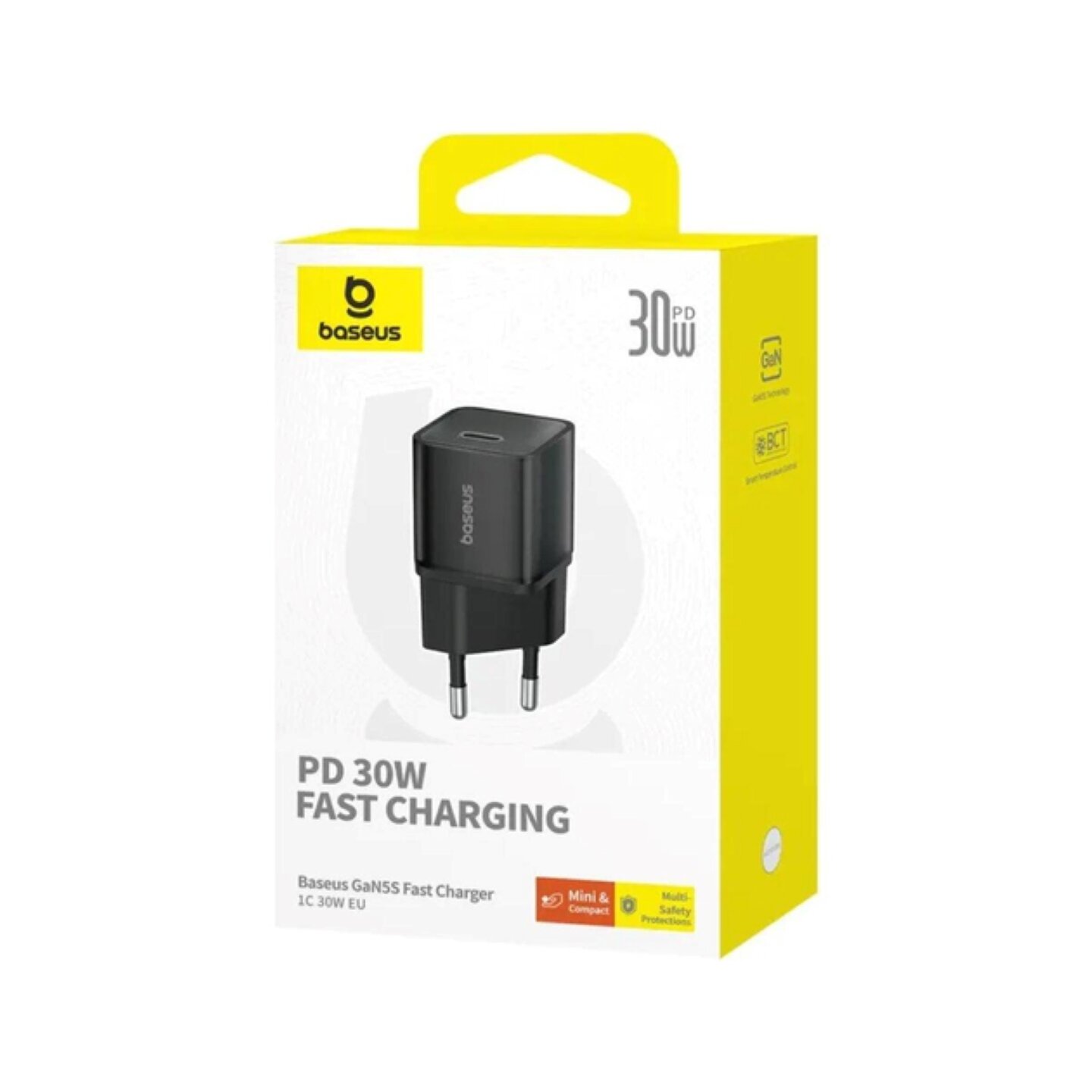 Сетевое зарядное устройство Baseus GaN5S Fast Charger 1C 30W EU Cluster Black — фото 1