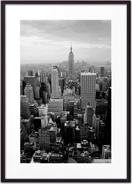 Постер в рамке Панорама Нью-Йорка ЧБ 50х70 см