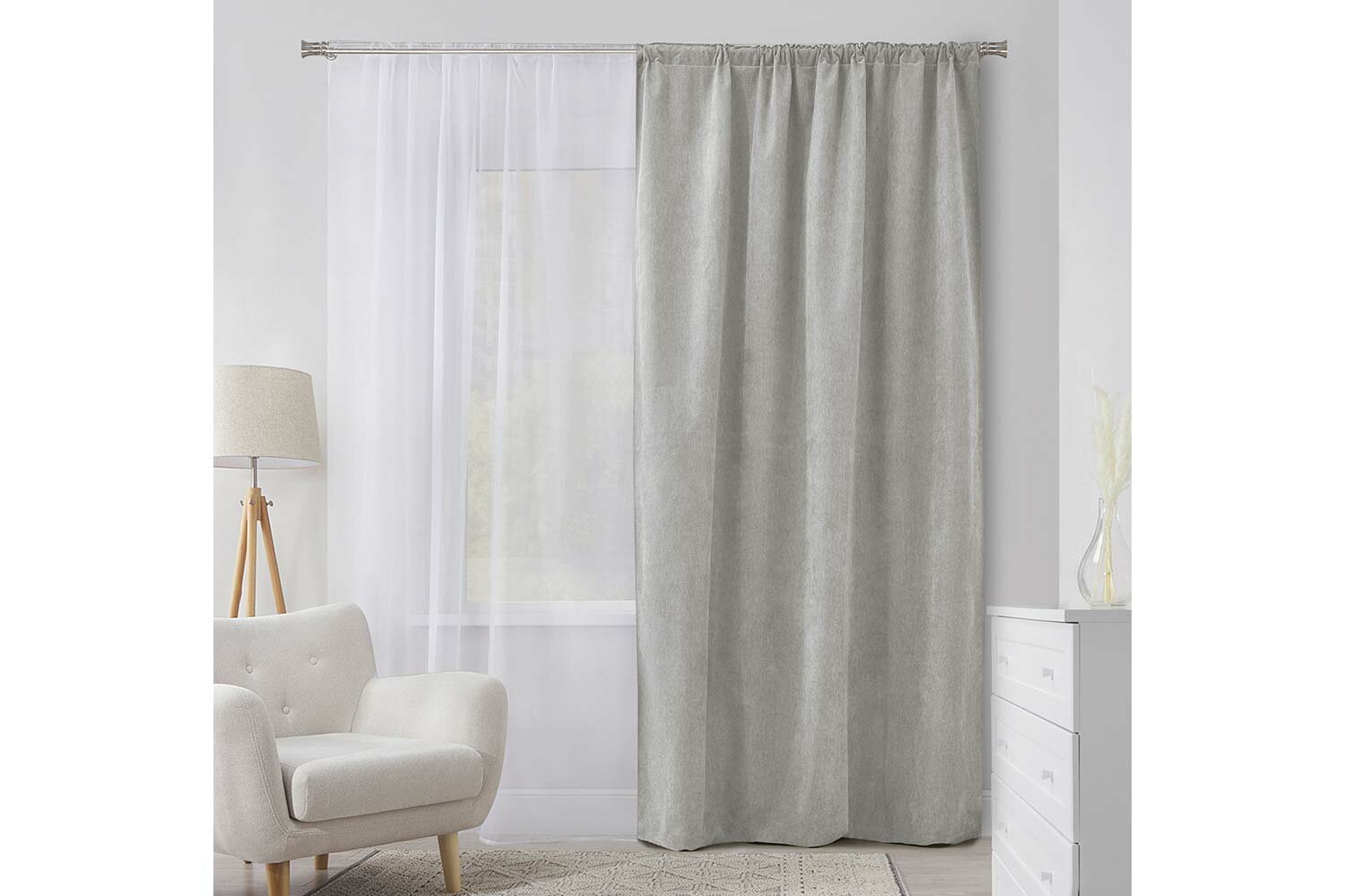 Штора ESTUDI BLANCO Dream 180х270 см слоновая кость блэкаут/шенилл универсальная лента