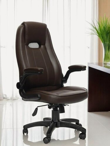 Изображение товара Кресло офисное коричневое, экокожа, топ-ган люкс, регулируемые подлокотники