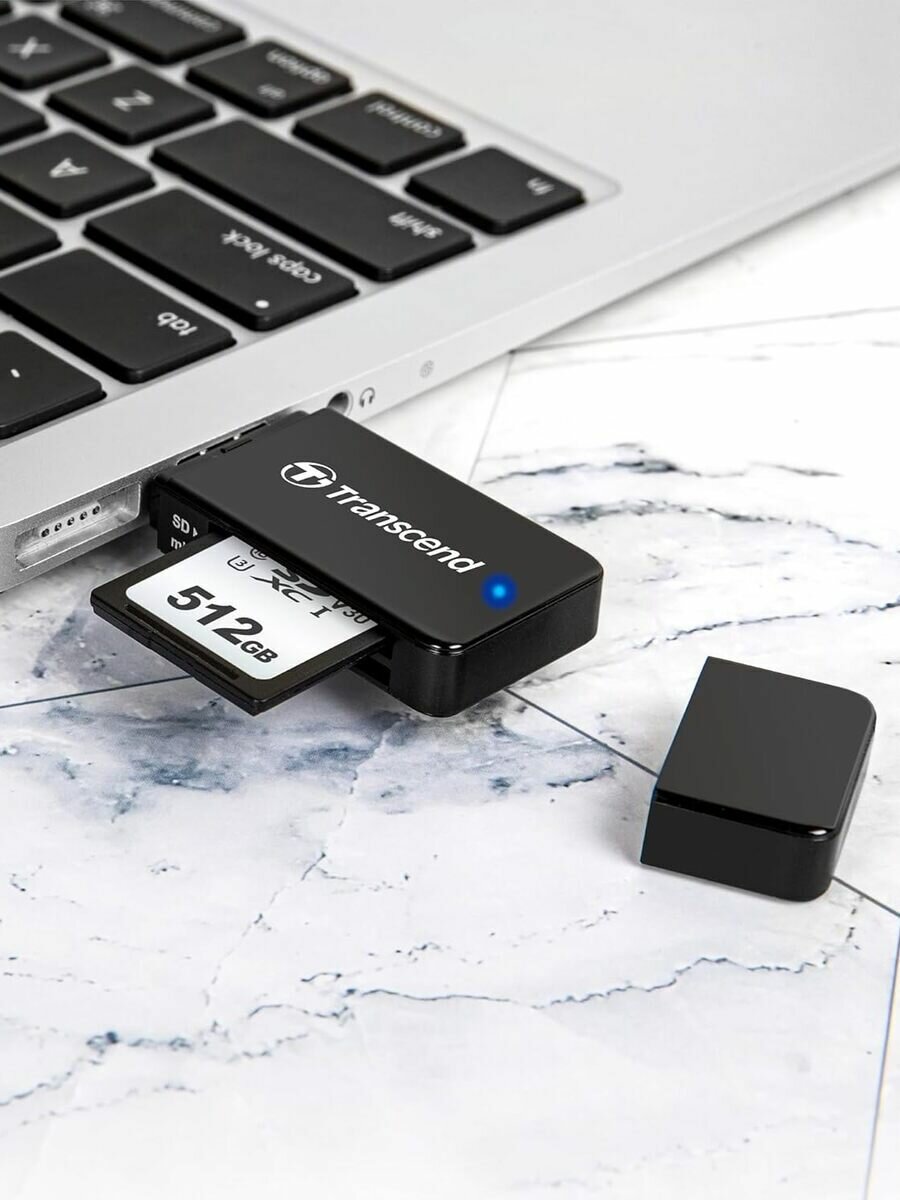 Картридер micro SD/SD USB 3.1, Transcend RDF5, белый (TS-RDF5W) — фото 1