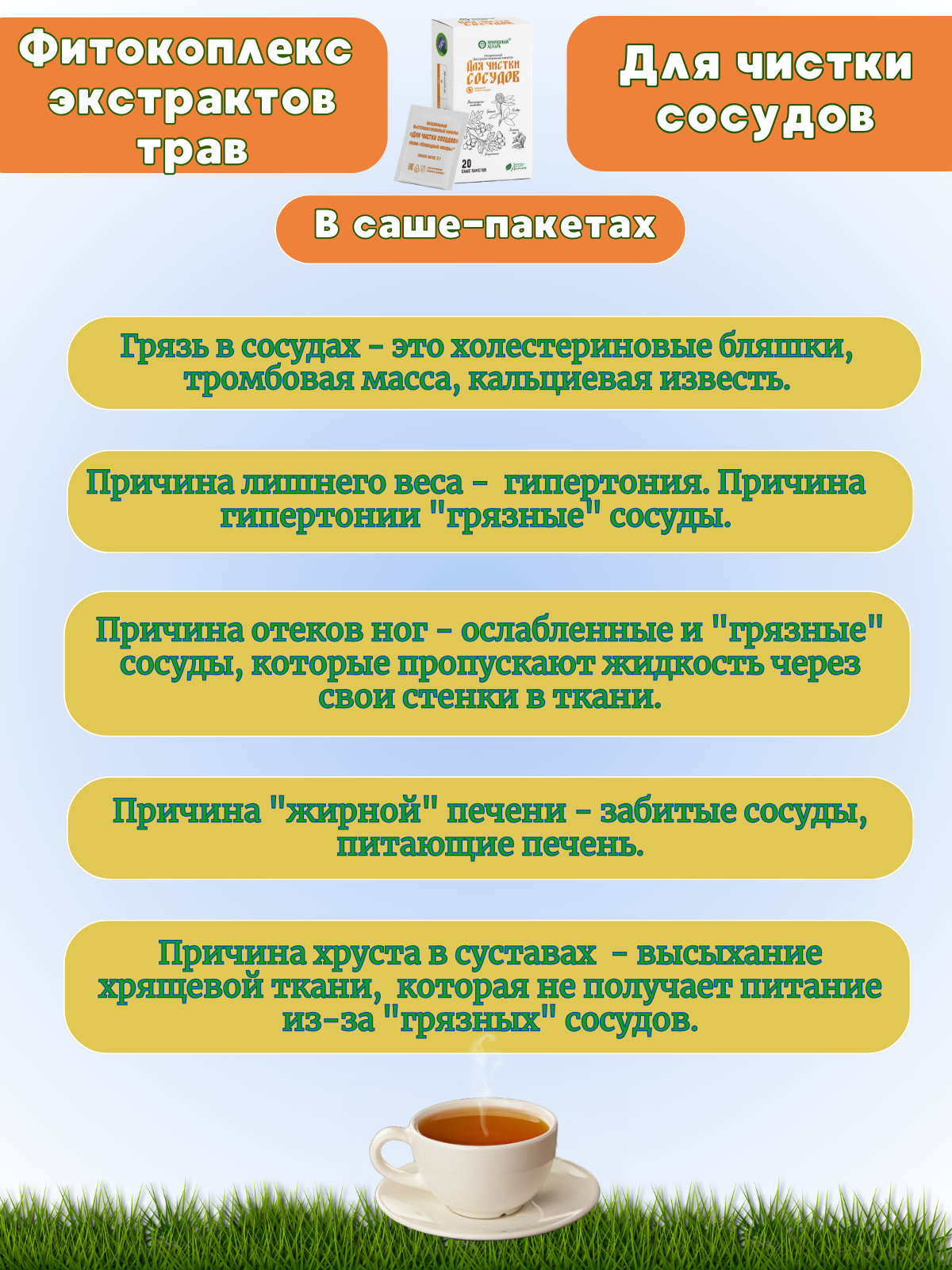 Для чистки сосудов экстракты быстрорастворимые в саше пакетах — фото 1