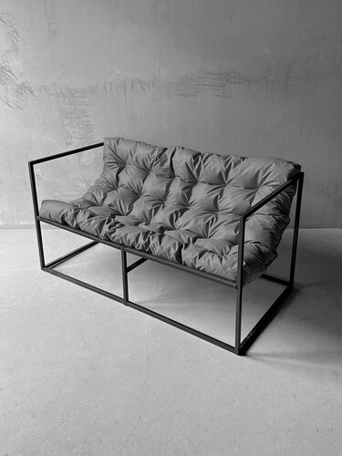 Изображение товара Диван лофт прямой, уличный, в офис, на балкон, на веранду, в гостинную, кухонный, Лофтовик + оксфорд серый