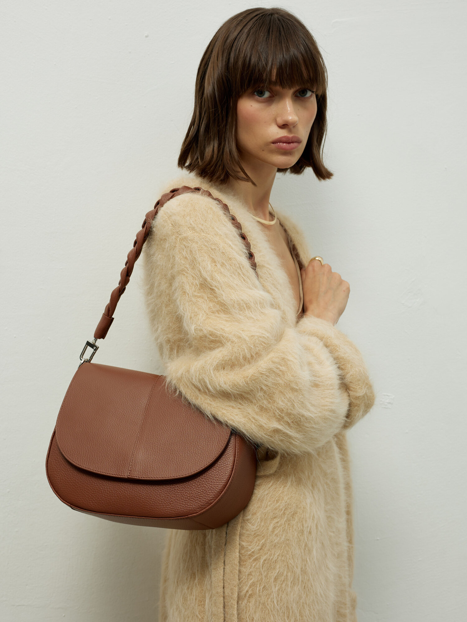 Сумка кросс-боди Afina, фактура зернистая, карамель — фото 1