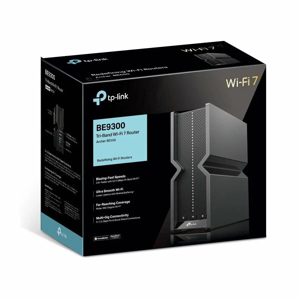 Роутер TP-LINK Archer BE550 Tri-Band WiFi 7 до 9,3 Гбит/с 2,5 Gigabit Ethernet RJ45