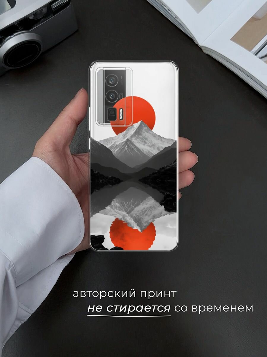 Чехол на Xiaomi Redmi K60/Poco F5 Pro / Редми К60/Поко F5 Pro с принтом Белая гора 2, прозрачный — фото 1