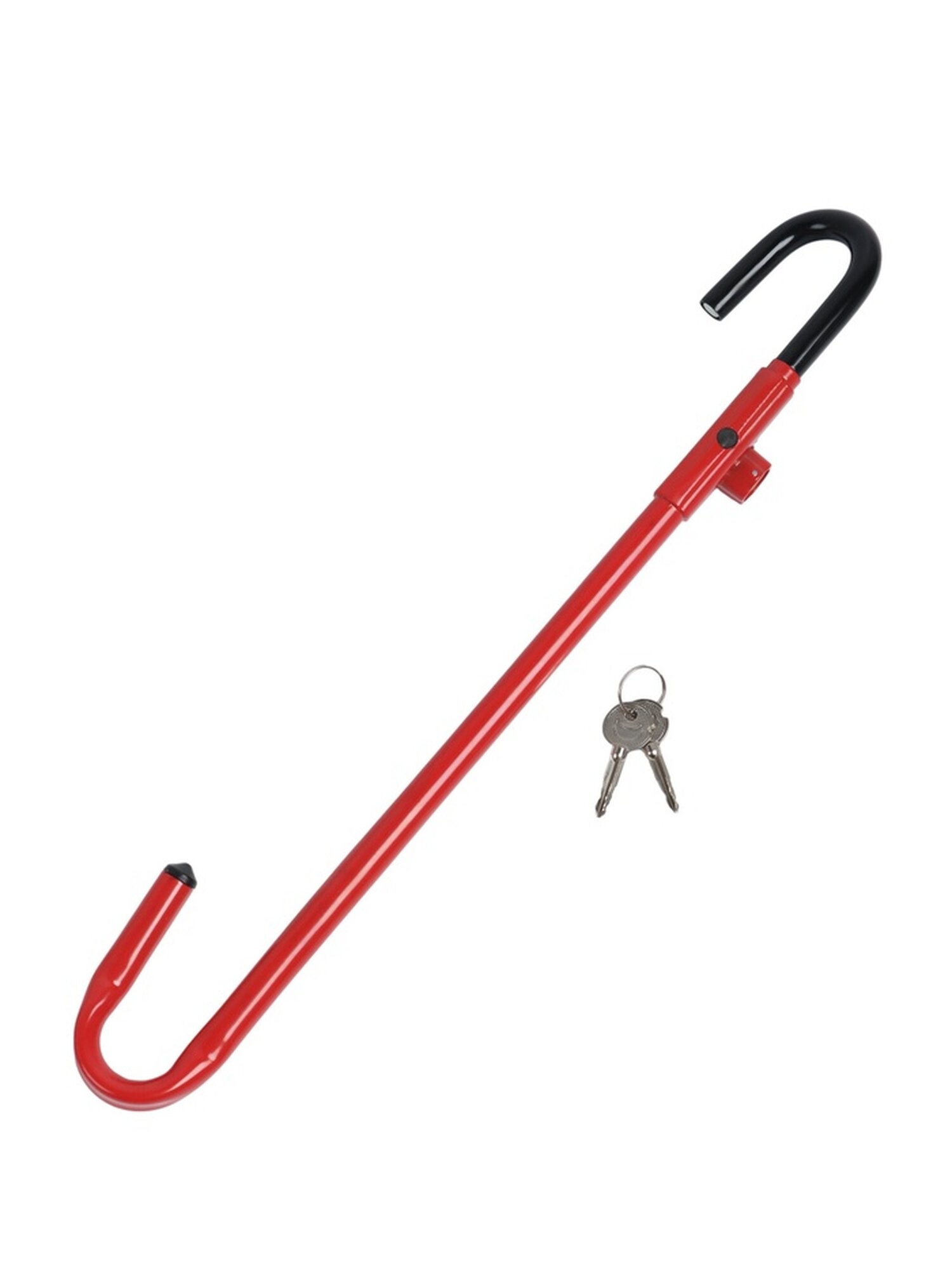 Замок противоугонный на руль автомобиля металл красный 53 см