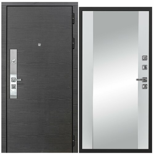 Дверь входная металлическая DIVA ДХ-39 зеркало 2050х960 Правая Венге - Д15 Белый софт, тепло-шумоизоляция, антикоррозийная защита для квартиры