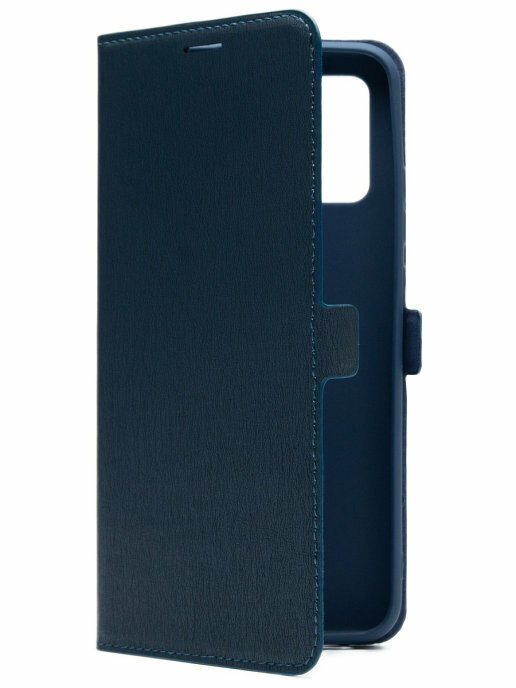 фото Чехол книжка на Samsung Galaxy A02s (Галакси А02с) эко-кожа синий с функцией подставки отделением для пластиковых карт Book case Miuko