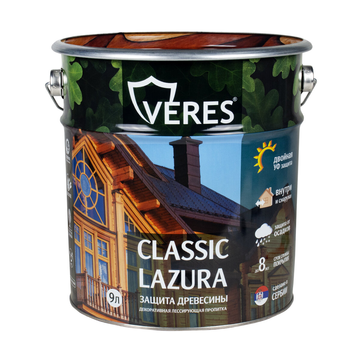 Декоративная пропитка для дерева Veres Classic Lazura №7, матовая, 9 л, махагон