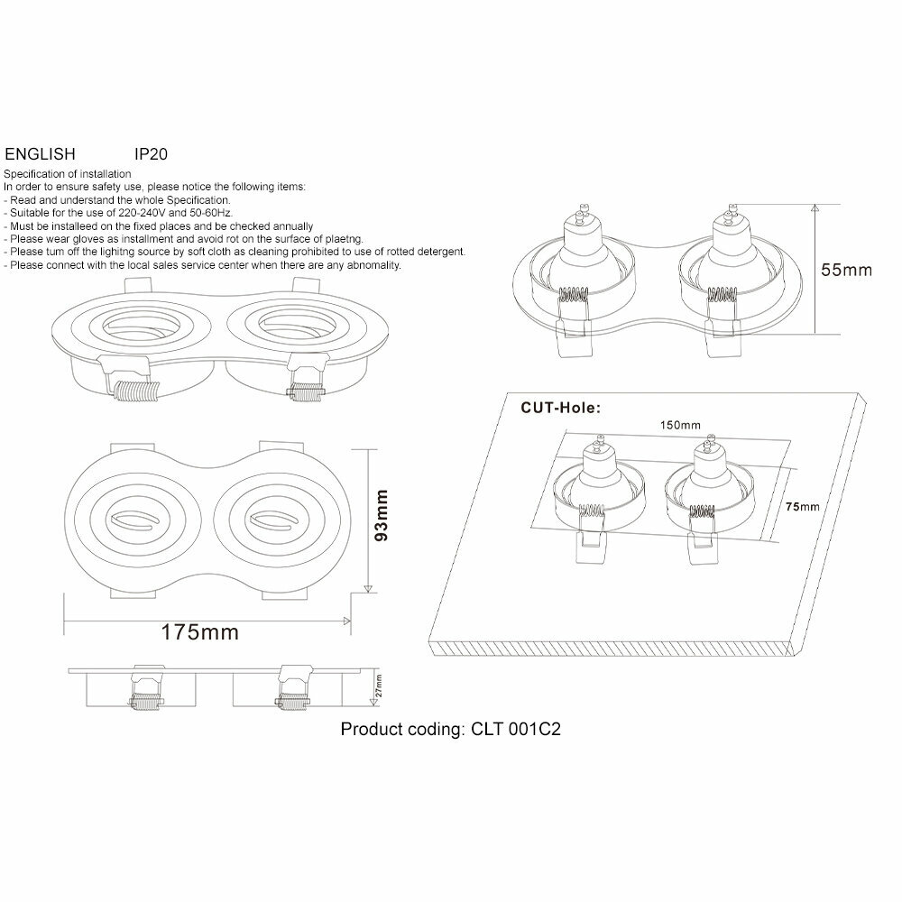 Встраиваемый светильник Crystal Lux CLT 001C2 WH - фото №8