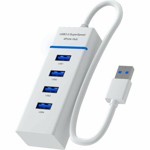 USB 30 концентратор разветвитель хаб GSMIN B30 на 1x USB 30 3x USB 20 переходник адаптер до 5 Гбитс 20 см Белый 590₽