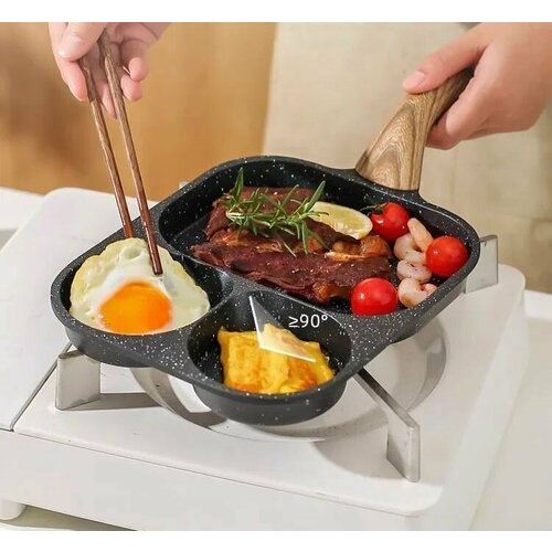 Сковорода для оладий блинчиков яичницы 3 секции со съемной ручкой без крышки со съемной ручкой 1470₽