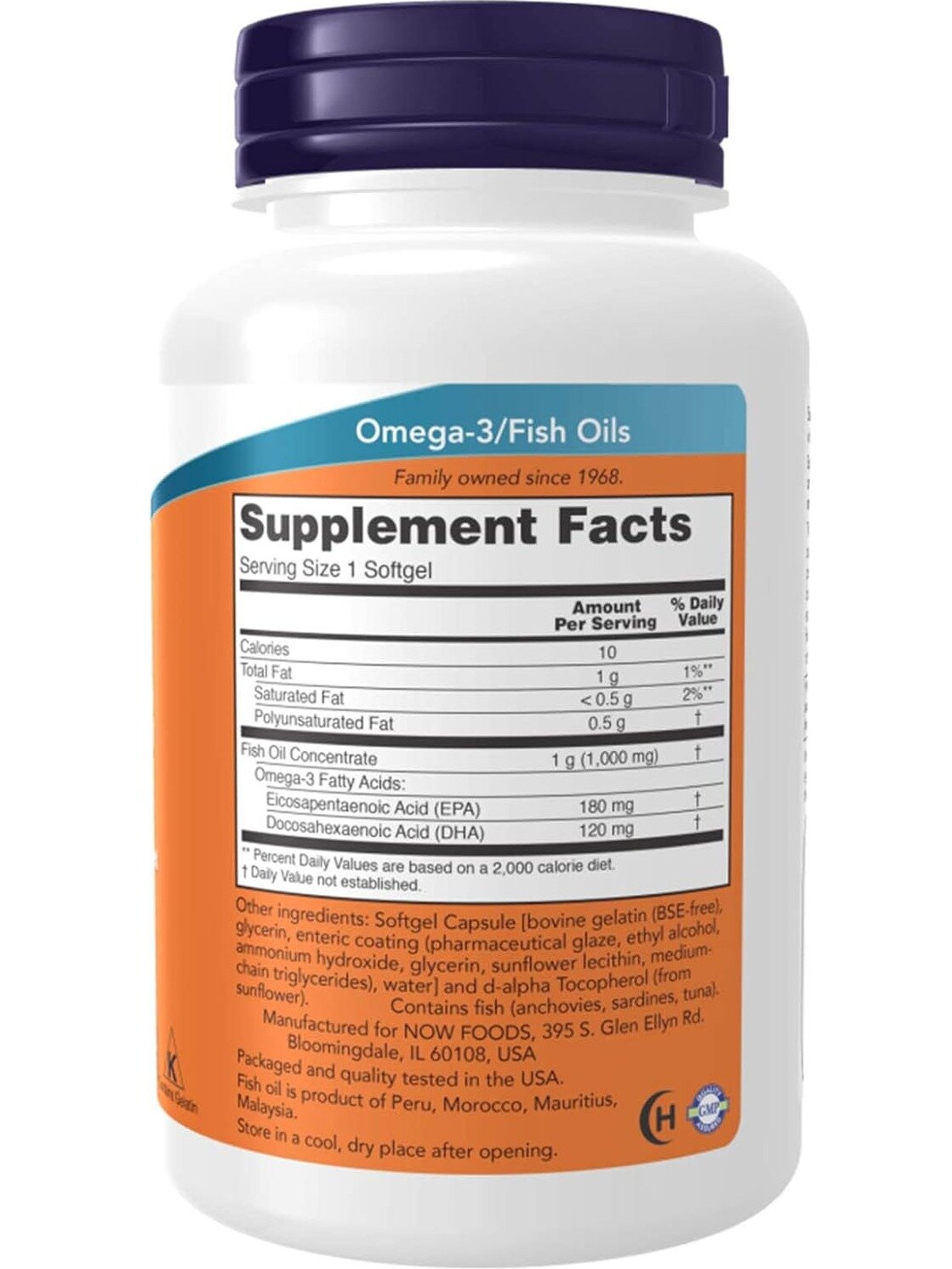 NOW Omega-3 Molecularly Distilled 1000 мг (90 капс) — фото 1