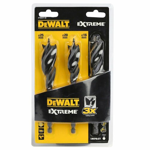 Набор сверл DEWALT EXTREME, по дереву, 16/20/25х152 мм, 3 шт. , DT90237 ...