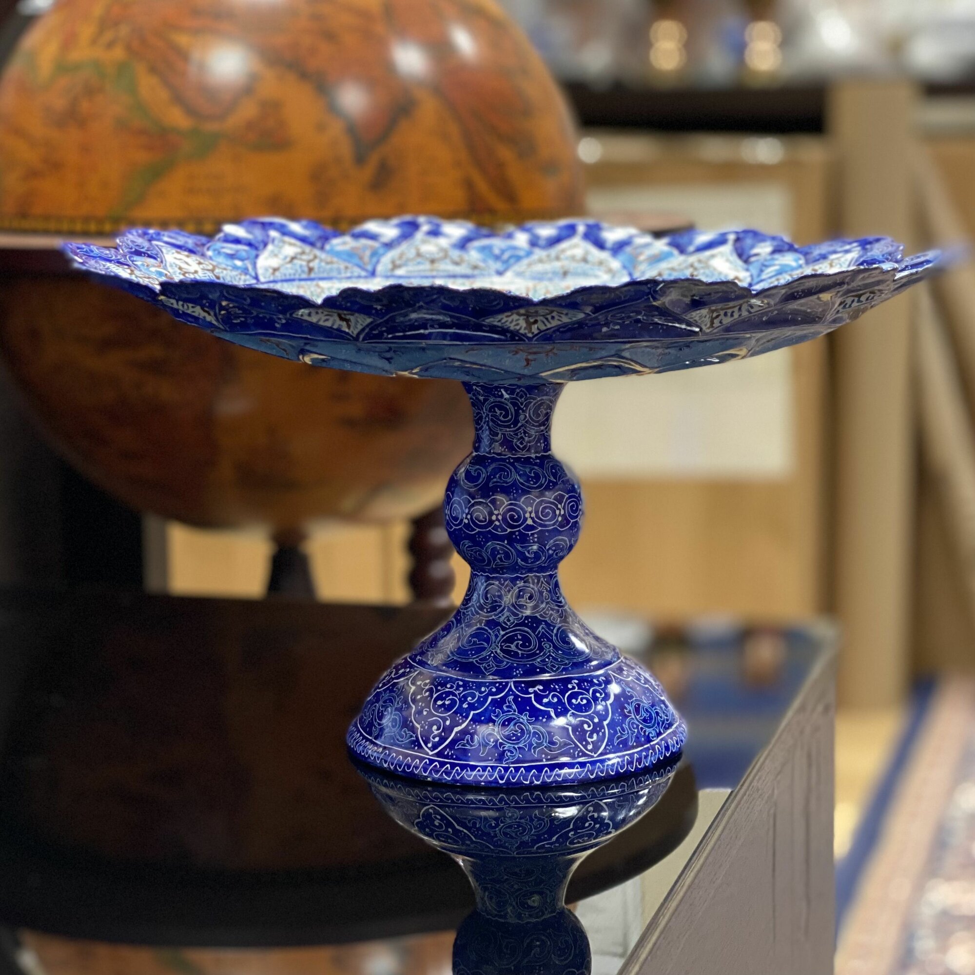 Фруктовница Персидский базар Минакари, медная, 30см, ручная роспись — фото 1