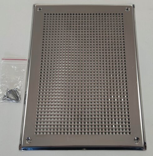 Изображение товара Решетка плоская с подгибом из нержавейки 250х180мм.(перфорация Квадрат 3-5)