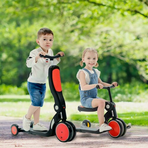 Изображение товара Трехколесный самокат 5 в 1, Pituso HD-200 Red, съемные педали и сиденье, цвет красный