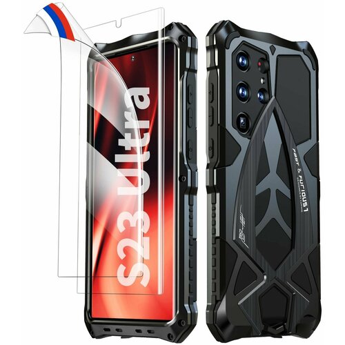 Металлическая оболочка совместима с Samsung Galaxy S23 Ultra/(Самсунг Галакси с23 Ультра), крутой дизайн спортивный автомобиль стиль металлический