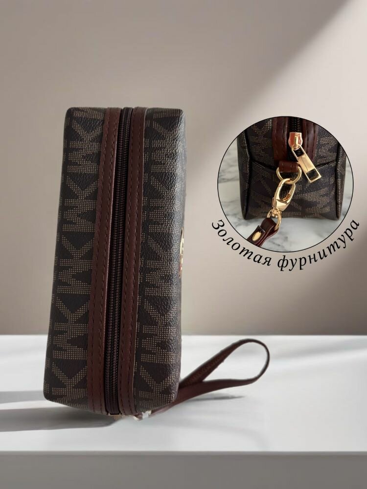 Косметичка высота: 10 см., длина: 20 см., , коричневый — фото 1