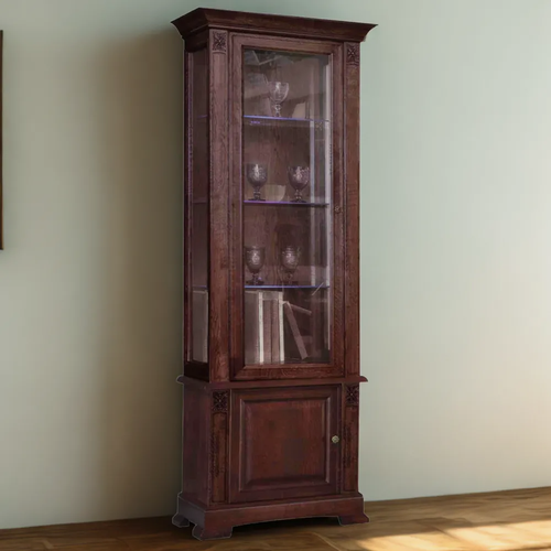 Изображение товара Шкаф-витрина Габи 01, каштан 3, 60*40*210, массив сосны. Задняя стенка из фанеры.