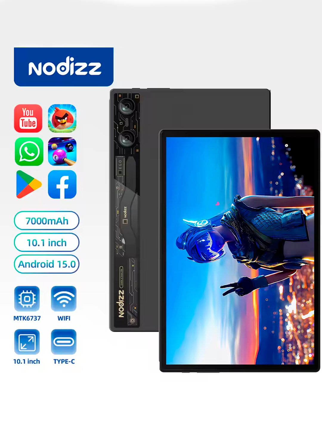 Планшетный, Npad, Android 14, 10.1 Nodizz NPad-EV - это стильный, высокопроизводительный планшет с разрешением Full HD — фото 1