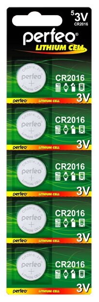 Батарейки Perfeo CR2016/5BL Lithium Cell