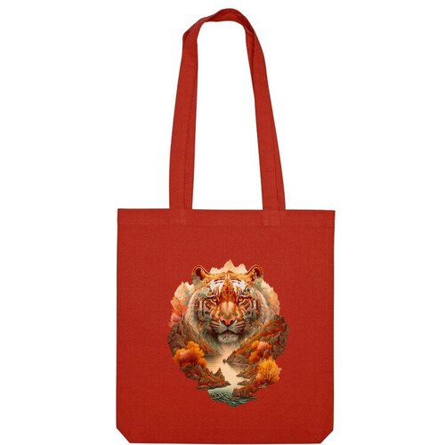 Сумка шоппер Us Basic, красный мужская футболка тигр в технике двойной экспозиции m серый меланж