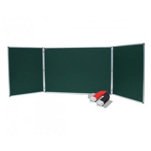 Купить Доска 3-элементная магнитная меловая BoardSYS 75х200 см, полимерное антибликовое покрытие, алюминиевый профиль, зеленый/серый