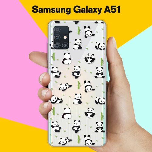 Силиконовый чехол Панды на Samsung Galaxy A51 черный силиконовый чехол signumcase для samsung galaxy a51 герб казахстана для самсунг галакси а51