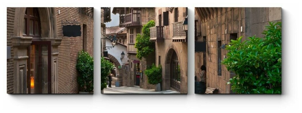 Модульная картина Старинная улочка Барселоны150x50