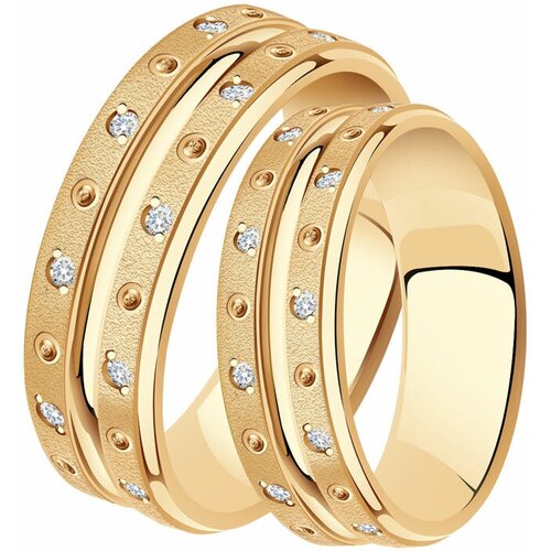 Кольцо обручальное Diamant online, красное золото, 585 проба, фианит, размер 15.5 кольцо обручальное diamant online красное золото 585 проба фианит размер 15 5
