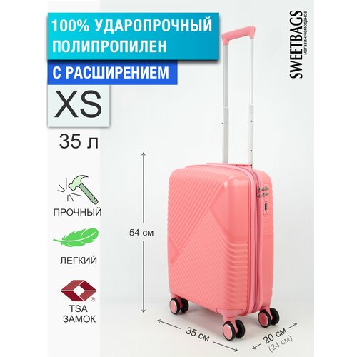 женский винтажный чемодан на колесиках в корейском стиле 2024 дюйма Чемодан , 35 л, размер XS, розовый
