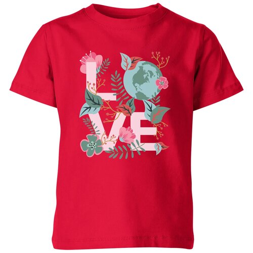 детская футболка любовь планета земля 104 красный Футболка Us Basic, размер 4, красный