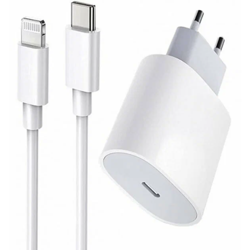 Сетевое зарядное устройство для айфона 20W / Адаптер + кабель в комплекте / Быстрая зарядка Qi зарядка блок питания сетевой адаптер для для iphone ipad macbook type c 35w dual 2 usb c
