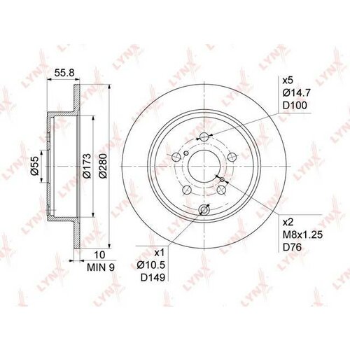 Диск тормозной задний (280x10) подходит для TOYOTA Avensis(T25) 1.6-2.4 03-08 BN-1142