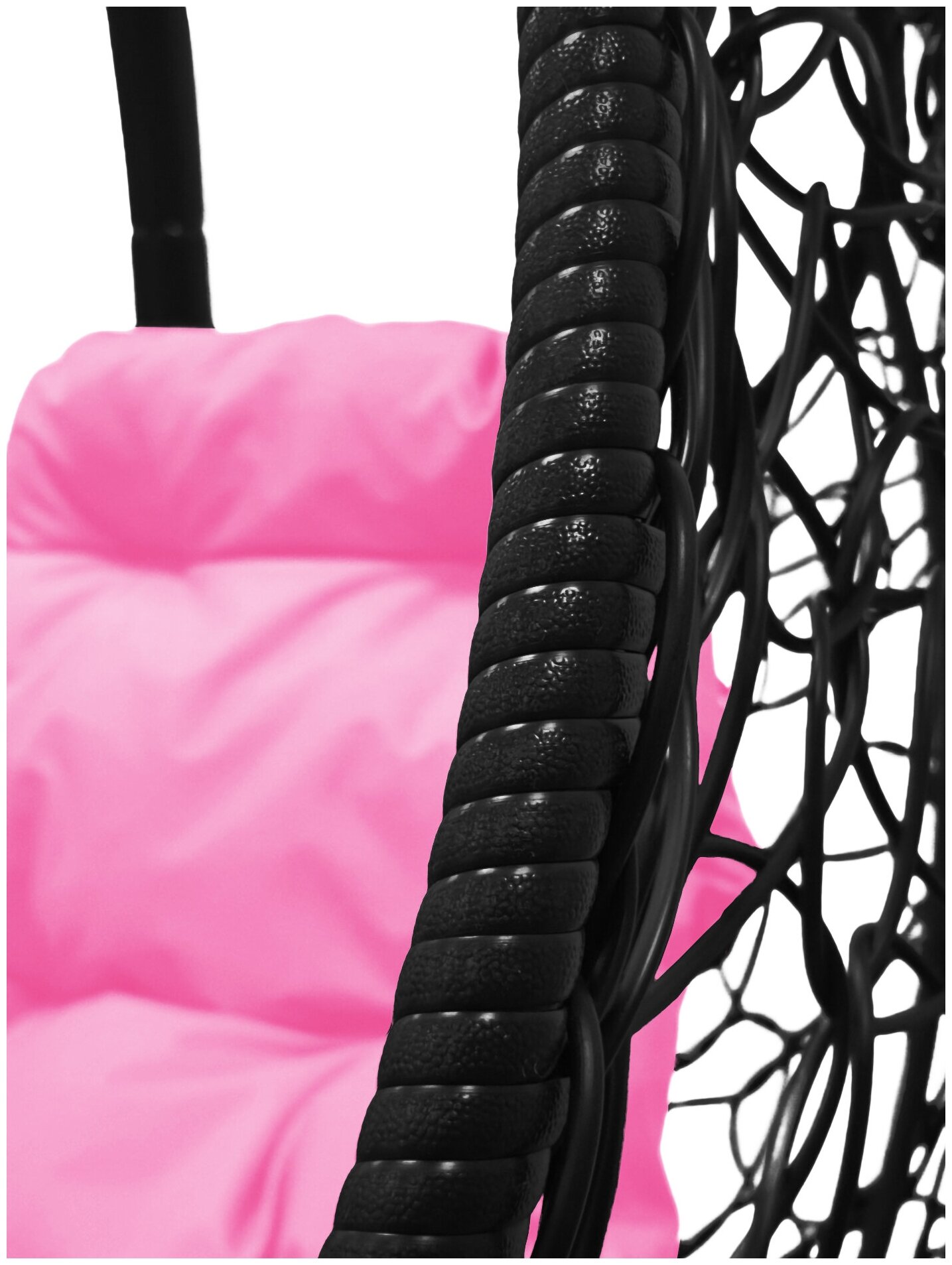 Подвесное кресло долька черное(без стойки), розовая подушка - фотография № 3