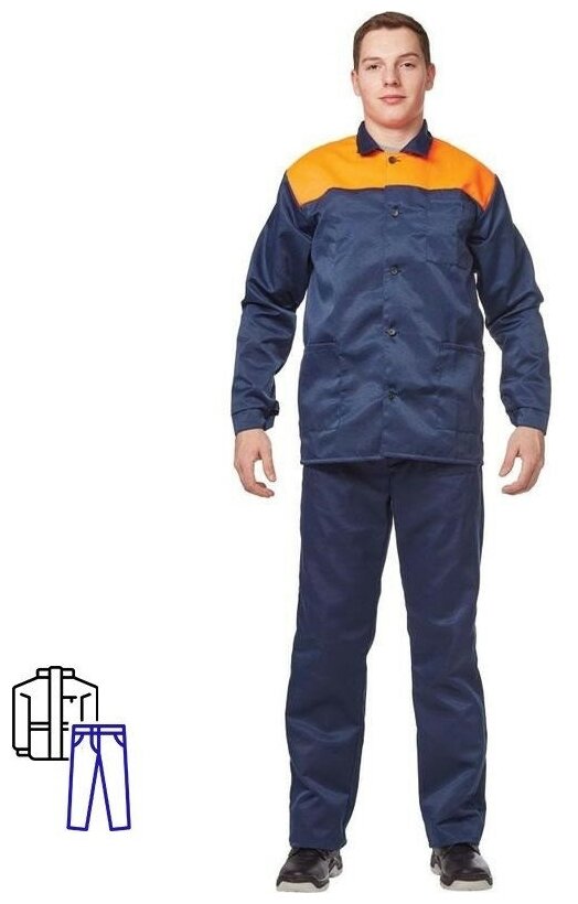 Спец. одежда летняя Костюм мужской л16-КБР куртка/брюки синий/оранжевый (размер 64-66 рост 170-176)