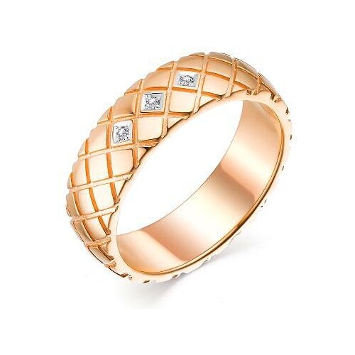 фото Алькор кольцо с 3 бриллиантами из красного золота 13429-100, размер 17.5